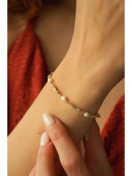 Pierres delicates Bransoletka w kolorze białym z perłami i jaspisami rozmiar: onesize. Białe bransoletki Pierres delicates, z jaspisem, z mosiądzu. Za 65.45 zł.