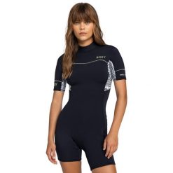 Krótki rękaw z zamkiem błyskawicznym z tyłu dla Kobiety 2MM SWELL SERIES Biały. Białe kombinezony Roxy, bez wzorów, z elastanu, sportowe, bez kołnierzyka, bez ramiączek, krótkie. Za 589.99 zł.