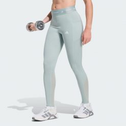 Legginsy Techfit Stash Pocket Full-Length. Zielone legginsy adidas, bez wzorów, z materiału. Za 199.00 zł.