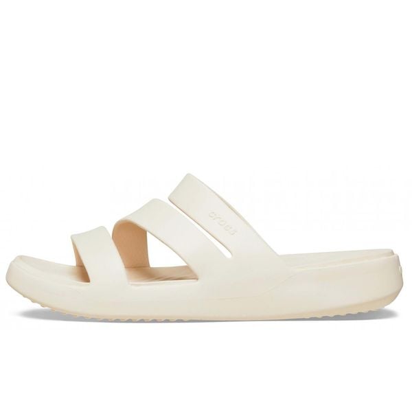 Klapki Crocs Getaway Strappy Z Klapkami Damskie. Białe klapki Crocs, bez wzorów, z materiału, bez obcasa, bez zapięcia. Za 280.99 zł.