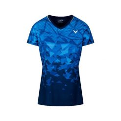 Koszulka damska VICTOR T-54100 W. Niebieskie t-shirty sportowe Victor, s, bez wzorów, bez ramiączek. Za 129.99 zł.