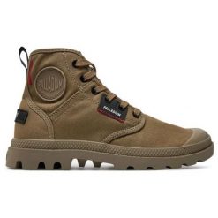 Buty Palladium Papa Hi Patch 79117-308-M brązowe. Brązowe buty treningowe z aplikacjami, z materiału, bez zapięcia. Za 599.46 zł.