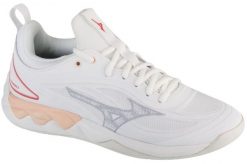 Damskie buty halowe Mizuno Wave Luminous Wos. Białe buty do biegania Mizuno, bez wzorów, z materiału, bez zapięcia, do biegania, mizuno wave. Za 549.99 zł.