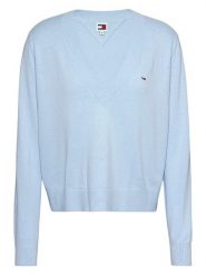 TOMMY JEANS Sweter w kolorze błękitnym rozmiar: M. Niebieskie swetry Tommy Jeans, m, bez wzorów, z jeansu, bez ramiączek. Za 202.50 zł.
