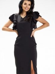 Sukienka Model A634 Black - awama. Czarne sukienki Awama, na imprezę, l, bez wzorów, z elastanu, bez kołnierzyka, plus size, bez ramiączek, midi, dopasowane. Za 314.21 zł.