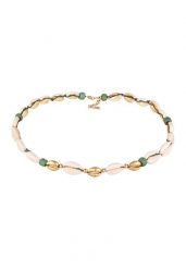 Elli Damski Choker szklane koraliki Surfer Style z muszlą Kauri w srebrze 925 Sterling Silver Naszyjniki 1 ct. Szare naszyjniki Elli, z materiału, srebrne. Za 333.99 zł.