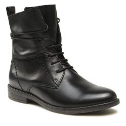 Botki Marco Tozzi. Czarne botki Marco Tozzi, bez wzorów, bez obcasa, na płaskiej podeszwie, bez zapięcia. Za 359.99 zł.