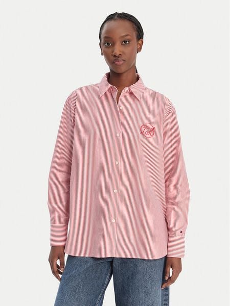 Tommy Hilfiger Koszula WW0WW48190 Czerwony Regular Fit. Czerwone koszule Tommy Hilfiger, bez wzorów, z bawełny, bez kołnierzyka, bez ramiączek. Za 489.99 zł.