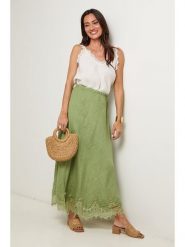 Le Monde du Lin Lniana spódnica w kolorze zielonym rozmiar: 34/36. Zielone spódnice Le Monde du Lin, bez wzorów, z koronki, maxi. Za 165.99 zł.
