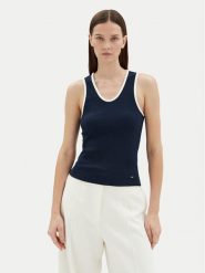 Tommy Hilfiger Top WW0WW44572 Granatowy Slim Fit. Niebieskie topy Tommy Hilfiger, l, bez wzorów, z bawełny, bez kołnierzyka, bez ramiączek. Za 149.99 zł.