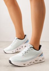 Niebieskie Buty Sportowe na Grubej Geometrycznej Podeszwie Alexusa. Niebieskie buty sportowe lifestyle Born2be, bez wzorów, z dresówki, sportowe, bez zapięcia. Za 119.99 zł.