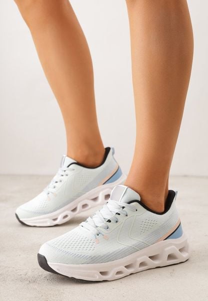 Niebieskie Buty Sportowe na Grubej Geometrycznej Podeszwie Alexusa. Niebieskie buty sportowe lifestyle Born2be, bez wzorów, z dresówki, bez zapięcia. Za 99.99 zł.