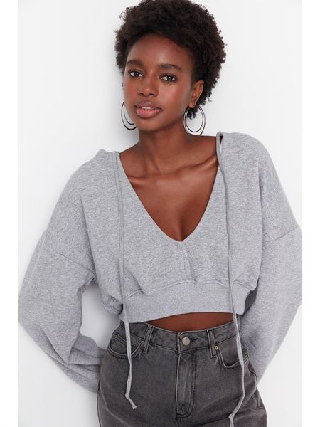 Trendyol Sweter w kolorze szarym rozmiar: M. Szare swetry Trendyol, m, bez wzorów, bez ramiączek. Za 60.99 zł.