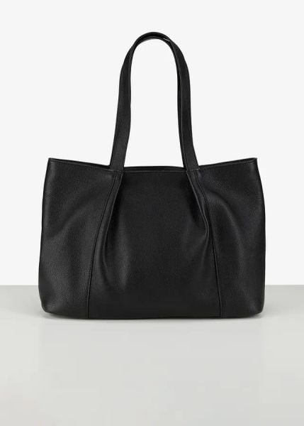 Torba typu shopper ze skóry. Czarne shopper bag bonprix, bez wzorów, ze skóry, bez dodatków. Za 239.99 zł.