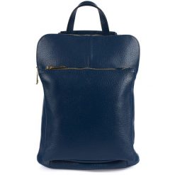 Plecak skórzany torebka 2w1 Vera Pelle S40 granatowy. Niebieskie plecaki bez wzorów, ze skóry, przez ramię, duże, bez dodatków. Za 274.99 zł.
