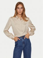 Vila Koszula 14063320 Beżowy Regular Fit. Brązowe koszule Vila, bez wzorów, z syntetyku, bez kołnierzyka, bez ramiączek. Za 49.99 zł.
