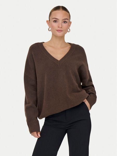 ONLY Sweter Mari 15360940 Brązowy Loose Fit. Brązowe swetry ONLY, xl, bez wzorów, z syntetyku, bez ramiączek. Za 169.99 zł.