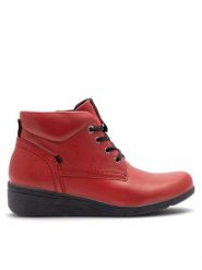 Go Soft Botki WI16-JANE ZULA-03 Czerwony. Czerwone botki GO SOFT, bez wzorów, bez obcasa, na płaskiej podeszwie, bez zapięcia. Za 174.99 zł.