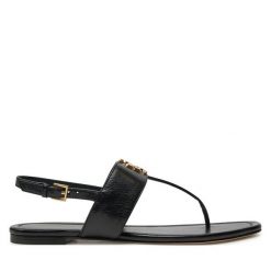 Sandały Tory Burch. Czarne sandały Tory Burch, bez wzorów, bez obcasa, na płaskiej podeszwie, bez zapięcia. Za 1,399.00 zł.