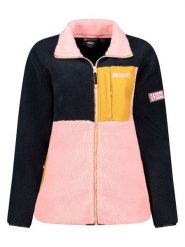 Geographical Norway Kurtka polarowa "Talexa" w kolorze czarno-jasnoróżowo-pomarańczowym rozmiar: S. Czarne kurtki Geographical Norway, s, bez wzorów, z polaru, bez kaptura. Za 164.92 zł.