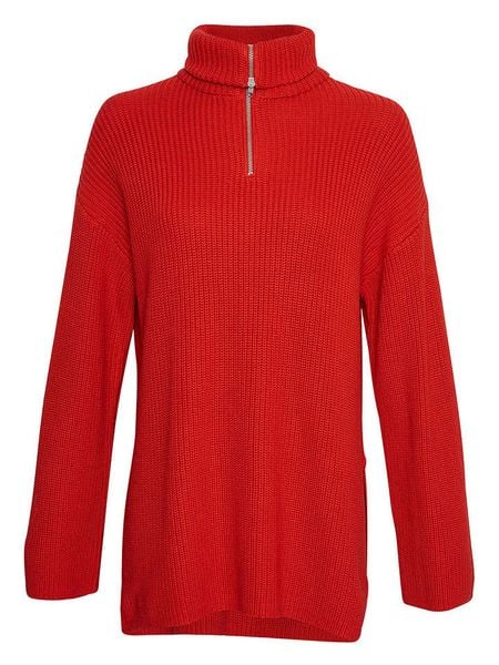 MOSS COPENHAGEN Sweter "Kamella" w kolorze czerwonym rozmiar: M/L. Czerwone swetry Moss Copenhagen, l, bez wzorów, z bawełny, bez ramiączek. Za 176.08 zł.