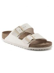 Birkenstock Klapki "Arizona" w kolorze białym rozmiar: 40. Białe klapki Birkenstock, bez wzorów, klasyczne, z otwartym noskiem, bez obcasa, bez zapięcia. Za 373.30 zł.