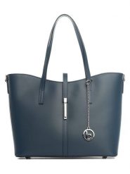 Lia Biassoni Skórzany shopper bag "Parma" w kolorze granatowym - 40 x 27 x 14 cm rozmiar: onesize. Niebieskie shopper bag Lia Biassoni, bez wzorów, z materiału, na ramię, bez dodatków. Za 364.56 zł.