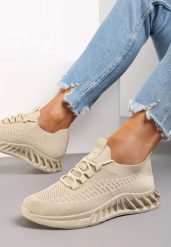 Beżowe Buty Sportowe Eudiopis. Brązowe buty sportowe lifestyle Renee, z aplikacjami, bez zapięcia. W wyprzedaży za 39.99 zł.