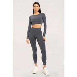 Legginsy fitness damskie Gym Glamour sprane. Szare legginsy GYM GLAMOUR, bez wzorów, glamour. Za 159.99 zł.