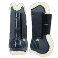 Buty z otwartym przodem i podszewką z imitacji futra Horze Caliber. Niebieskie buty treningowe HORZE, bez wzorów, z tworzywa sztucznego, bez zapięcia, do jazdy konnej. Za 197.00 zł.