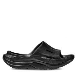 Klapki Hoka. Czarne klapki HOKA, bez wzorów, sportowe, bez obcasa, bez zapięcia. Za 239.99 zł.