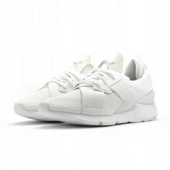 Buty sneakersy sportowe damskie Puma Muse EP Wn's 366014 01. Białe buty treningowe Puma, bez wzorów, z gumy, przed kostkę, bez zapięcia, na fitness i siłownię. Za 169.00 zł.