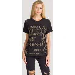 T-SHIRT VERSACE JEANS COUTURE. Czarne t-shirty Versace Jeans Couture, l, z aplikacjami, z bawełny, bez kołnierzyka, bez ramiączek. Za 649.00 zł.