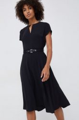 Lauren Ralph Lauren sukienka kolor czarny mini rozkloszowana. Czarne sukienki Lauren Ralph Lauren, bez wzorów, z tkaniny, bez kołnierzyka, bez ramiączek, mini, rozkloszowane. W wyprzedaży za 759.99 zł.