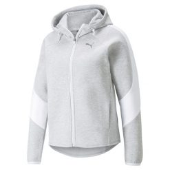 Bluza dresowa damska Puma EVOSTRIPE. Szare bluzy Puma, na zimę, xs, bez wzorów, z dresówki, bez ramiączek, bez kaptura. Za 213.99 zł.