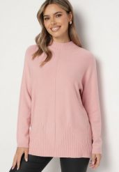 Jasnoróżowy Sweter z Półgolfem z Prążkowanej Dzianiny z Wycięciami po Bokach Rerivra. Czerwone swetry Born2be, uniwersalny, bez wzorów, z dzianiny, eleganckie, bez ramiączek. W wyprzedaży za 76.49 zł.