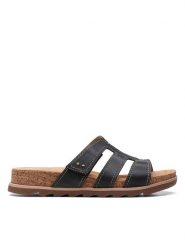 Clarks Skórzane klapki w kolorze czarnym rozmiar: 36. Czarne klapki Clarks, bez wzorów, klasyczne, z otwartym noskiem, bez obcasa, bez zapięcia. Za 139.20 zł.