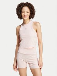 Adidas Top Lounge IY6735 Różowy Slim Fit. Czerwone topy adidas, xl, bez wzorów, z bawełny, bez kołnierzyka, bez ramiączek. Za 89.99 zł.