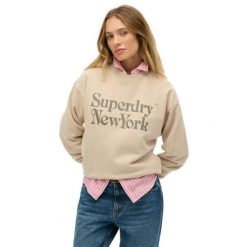 Bluza damska Superdry Brand Mark. Szare bluzy bez kaptura Superdry, s, bez wzorów, prążkowane, bez kaptura. Za 318.95 zł.