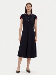 Tommy Hilfiger Sukienka codzienna WW0WW41269 Granatowy Regular Fit. Niebieskie sukienki Tommy Hilfiger, na co dzień, xs, bez wzorów, z bawełny, bez kołnierzyka, bez ramiączek, proste. Za 399.99 zł.