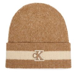 Czapka Calvin Klein. Brązowe czapki zimowe Calvin Klein, bez wzorów. Za 209.99 zł.