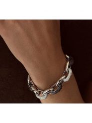 DI GIORGIO Srebrna bransoletka z cyrkoniami rozmiar: onesize. Czarne bransoletki DI GIORGIO, z cyrkonią, srebrne. Za 880.59 zł.