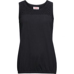 Top z ażurową koronką bonprix czarny. Topy marki bonprix. Za 44.99 zł.