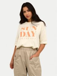 Kaffe T-Shirt Harries 10508588 Beżowy Relaxed Fit. Brązowe t-shirty Kaffe, xs, bez wzorów, z bawełny, bez kołnierzyka, bez ramiączek. Za 209.99 zł.