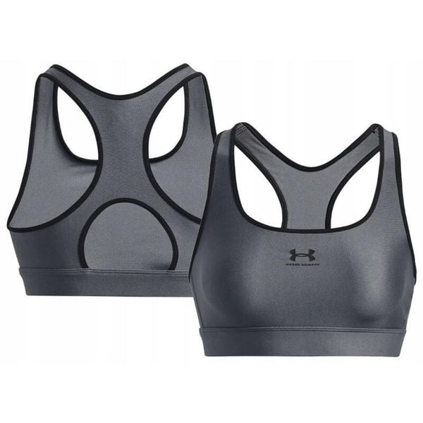 Stanik sportowy damski Under Armour Authentics Mid Padless. Szare biustonosze sportowe Under Armour, bez wzorów, na fitness i siłownię. Za 88.99 zł.