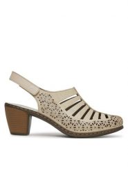 Rieker Sandały CEO-40959-60 Szary. Szare sandały Rieker, bez wzorów, ze skóry, bez obcasa, na obcasie, bez zapięcia. Za 319.99 zł.