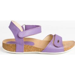 Sandały na korku - skóra naturalna - model 343 - kolor wrzosowy (37). Fioletowe sandały Zapato, bez wzorów, z jeansu, boho, bez obcasa, na płaskiej podeszwie, bez zapięcia. W wyprzedaży za 269.10 zł.