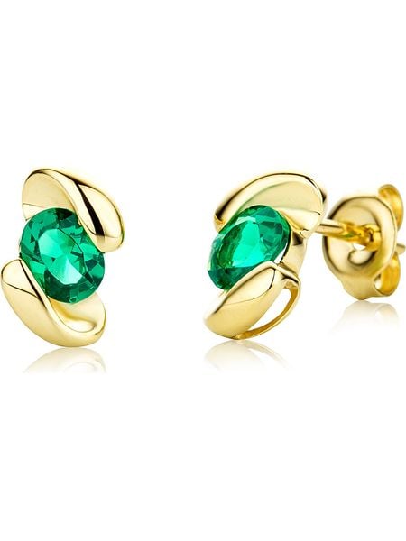 Revoni Złote kolczyki-wkrętki ze szmaragdami rozmiar: onesize. Zielone kolczyki Revoni, z szmaragdem, złote. Za 913.99 zł.