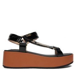 Sandały Liu Jo. Czarne sandały Liu Jo, bez wzorów, bez obcasa, na koturnie, bez zapięcia. Za 639.99 zł.