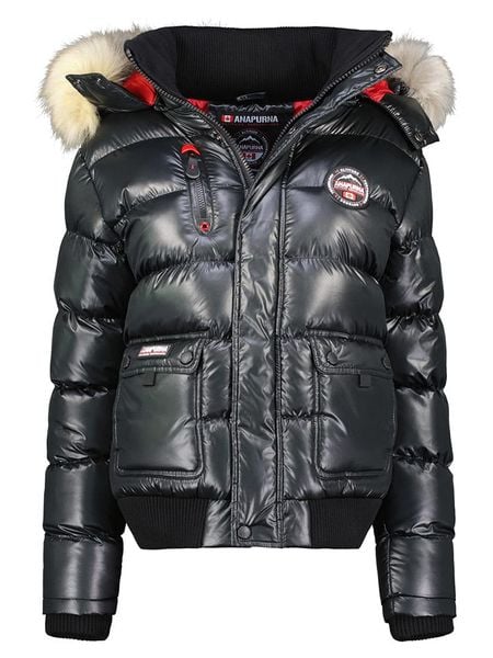 ANAPURNA Kurtka zimowa "Bugsana" w kolorze czarnym rozmiar: XL. Czarne kurtki ANAPURNA, na zimę, xl, z aplikacjami, prążkowane, bez kaptura. Za 314.75 zł.